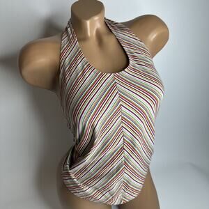 Y2K Rainbow Stripe Halter Top Rio De Cent Korea Retro Candycore Festival XS/S